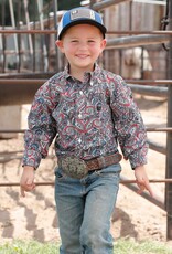 Cinch Boys Cinch Red White Blue Paisley Long Sleeve Button Western Shirt