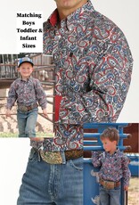 Cinch Mens Cinch Red White Blue Paisley Long Sleeve Western Button Arena Shirt