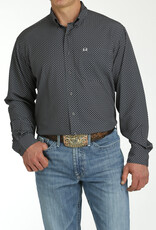 Cinch Mens Cinch Arena Flex  Charcoal Print Long Sleeve Button Shirt