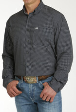 Cinch Mens Cinch Arena Flex  Charcoal Print Long Sleeve Button Shirt