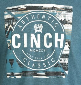 Cinch Mens Cinch Short Sleeve Teal Logo T Shirt