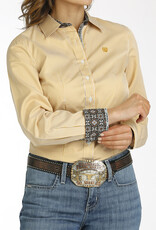 Cinch Womens Cinch Gold Tencel Stripe Long Sleeve Button Western Arena Shirt