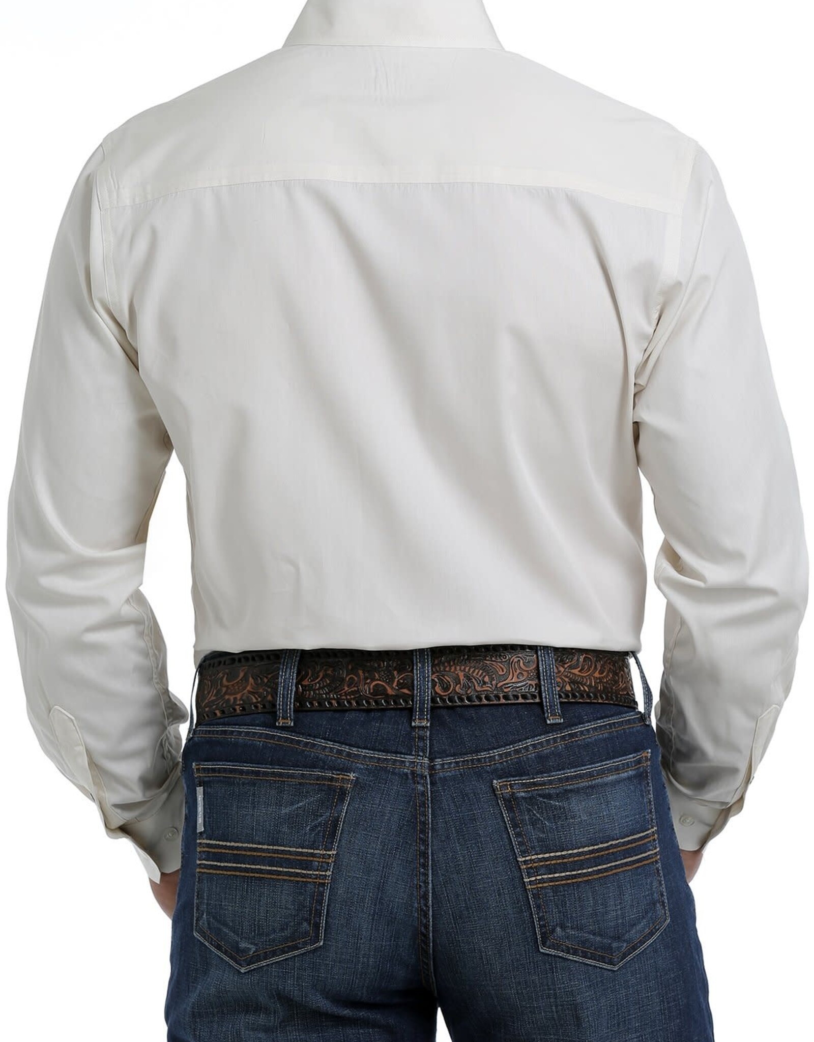 Cinch Mens Modern Fit Cinch Long Sleeve Solid Cream Button Down Western Shirt