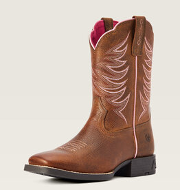 Ariat Ariat Kids Brown Pink Firecatcher Square Toe Western Cowboy Boot