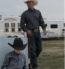 Cinch Mens Cinch Navy Micro Print Long Sleeve Western Button Arena Shirt