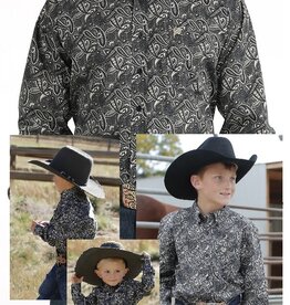 Cinch Mens Cinch Black and Grey Paisley Long Sleeve Western Button Arena Shirt