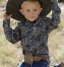 Cinch Boys Toddler Cinch Black and Grey Paisley Long Sleeve Western Button Shirt