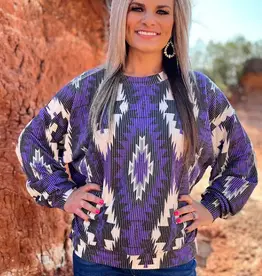 Womens Western Stars Purple Aztec Sweater