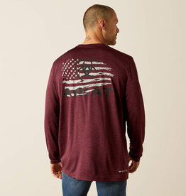 Ariat Ariat Mens Charger Breakthru Ariat Tek Long Sleeve Flag Design T Shirt