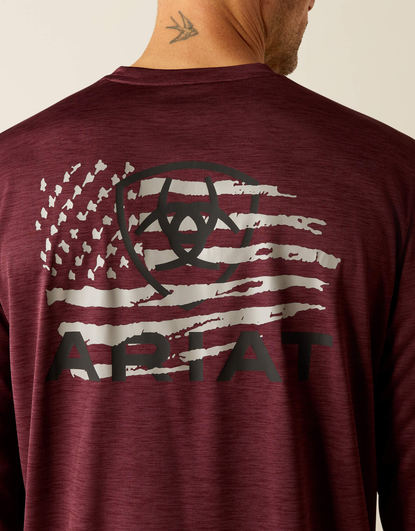 Ariat Ariat Mens Charger Breakthru Ariat Tek Long Sleeve Flag Design T Shirt