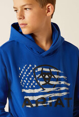 Ariat Boys Ariat Logo Flag Screen Print Royal Blue Hooded Sweatshirt