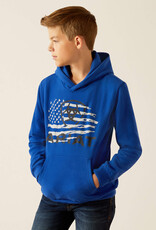 Ariat Boys Ariat Logo Flag Screen Print Royal Blue Hooded Sweatshirt