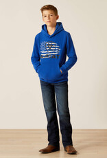 Ariat Boys Ariat Logo Flag Screen Print Royal Blue Hooded Sweatshirt