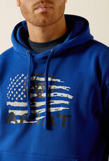 Ariat Ariat Mens Royal Blue Flag Design Brushed Fleece Hoodie