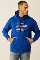 Ariat Ariat Mens Royal Blue Flag Design Brushed Fleece Hoodie