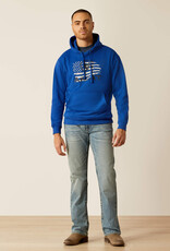 Ariat Ariat Mens Royal Blue Flag Design Brushed Fleece Hoodie