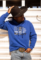 Ariat Ariat Mens Royal Blue Flag Design Brushed Fleece Hoodie