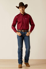 Ariat Ariat Mens Team Logo Long Sleeve Burgundy Button Western Shirt