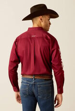 Ariat Ariat Mens Team Logo Long Sleeve Burgundy Button Western Shirt