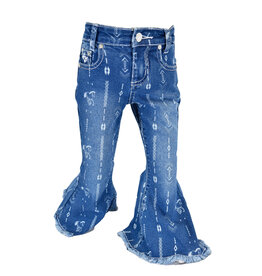 Cowgirl Hardware Girls Infant Toddler Horse Aztec Bell Bottom Jeans