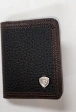 Ariat Ariat Distressed Brown Bi Fold Flip Case Wallet with Metal Ariat Shield