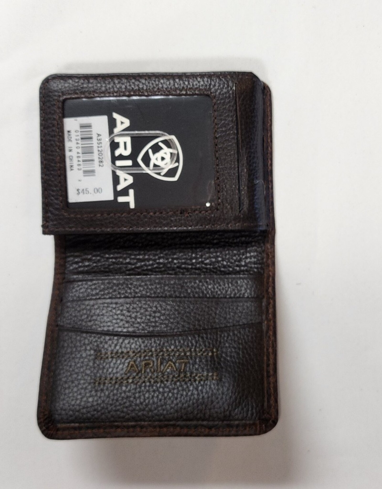 Ariat Ariat Distressed Brown Bi Fold Flip Case Wallet with Metal Ariat Shield