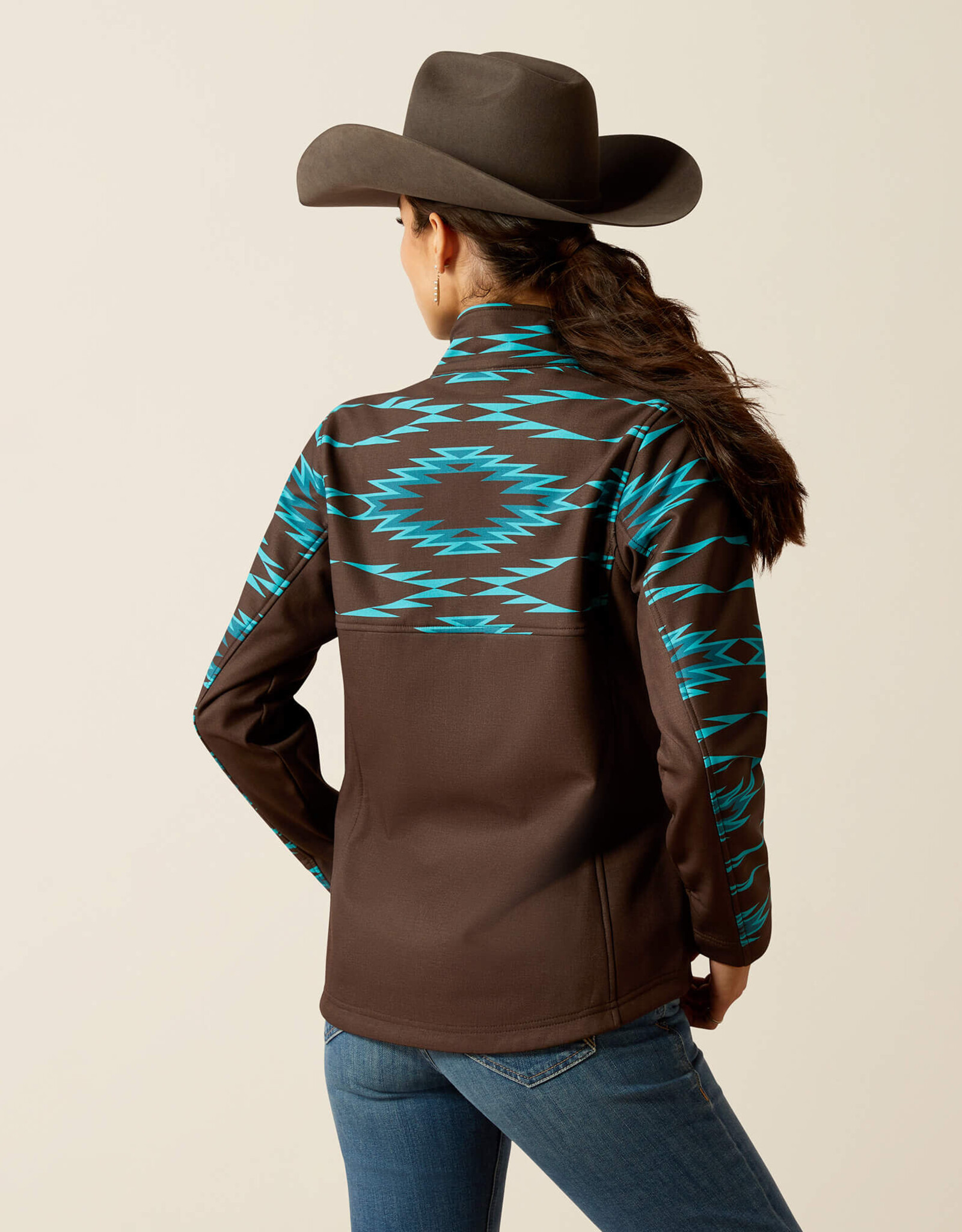 Ariat Ariat Womens Aurora Softshell Concealed Carry Peoria Turquoise Chocolate Fleece Lined Jacket