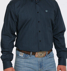 Cinch Mens Cinch Long Sleeve Navy Print Stretch Western Button Shirt