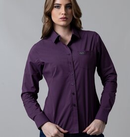 Kimes Womens Linville Coolmax Solid Plum Button Down Shirt