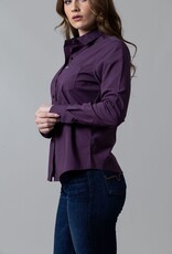 Kimes Womens Linville Coolmax Solid Plum Button Down Shirt
