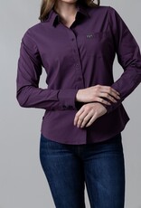 Kimes Womens Linville Coolmax Solid Plum Button Down Shirt