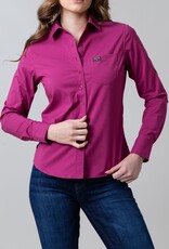 Kimes Womens Linville Coolmax Solid Magenta Button Down Shirt