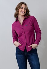 Kimes Womens Linville Coolmax Solid Magenta Button Down Shirt