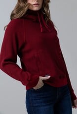 Kimes Womens Laguna Burgundy Waffle Cowl Neck Hoodie Kimes Womens Laguna Burgundy Waffle Cowl Neck Hoodie