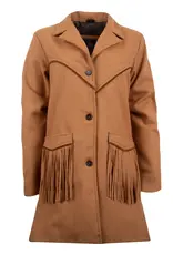 Womens STS Chestnut Hattie Wool Fringe Jacket