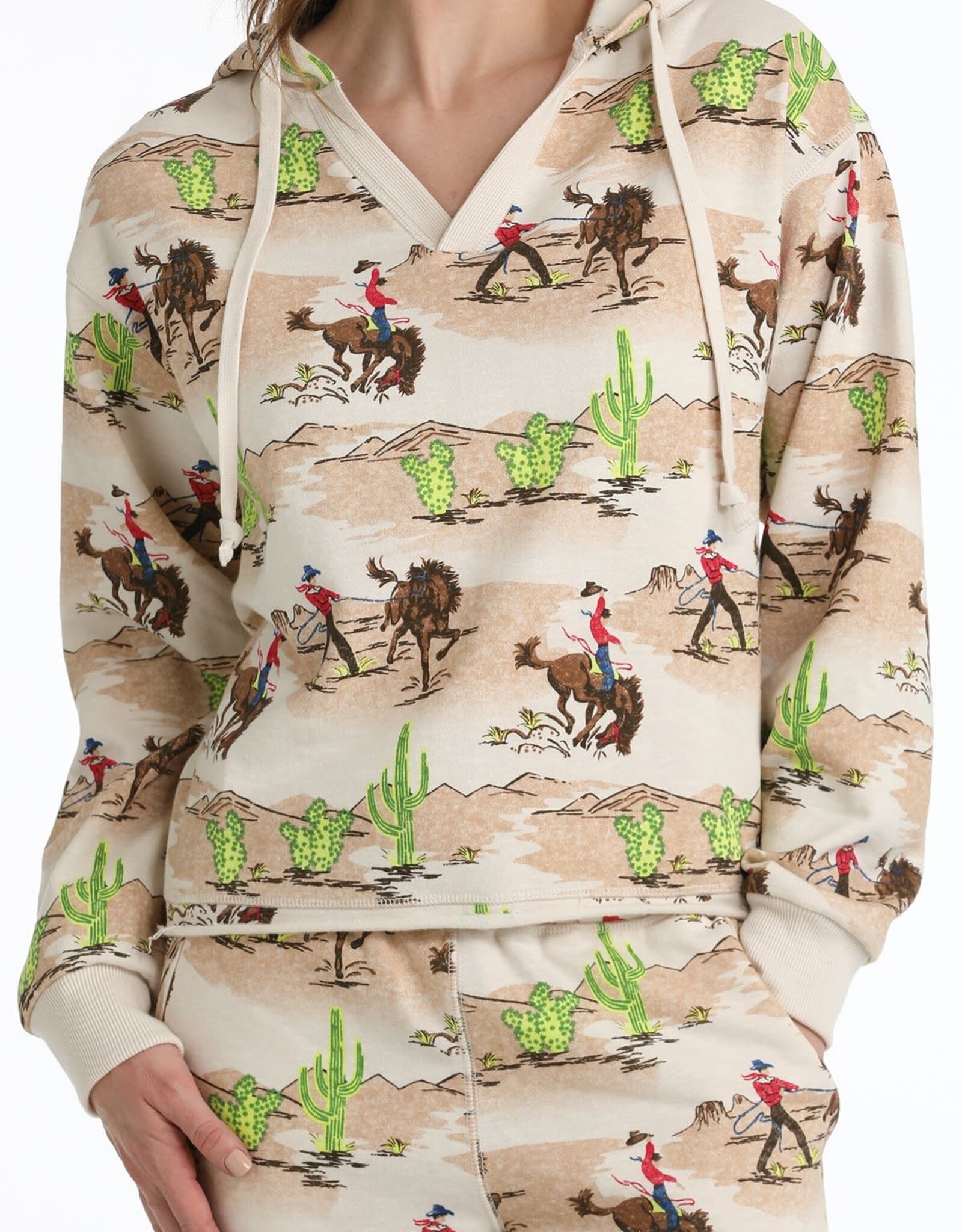 Cruel Denim Womens Cowboy Print French Terry Western Hoodie