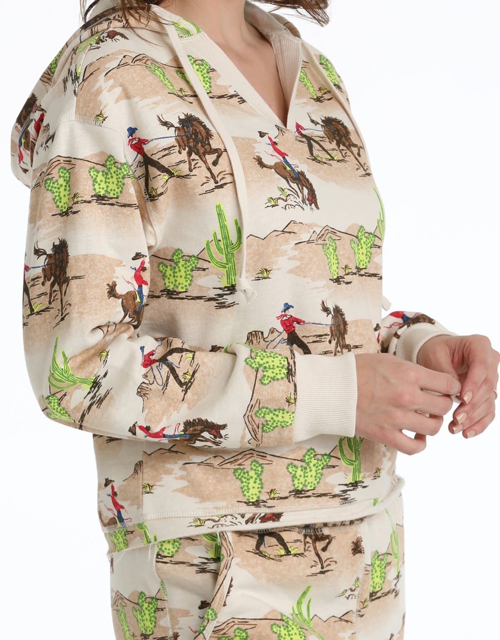 Cruel Denim Womens Cowboy Print French Terry Western Hoodie