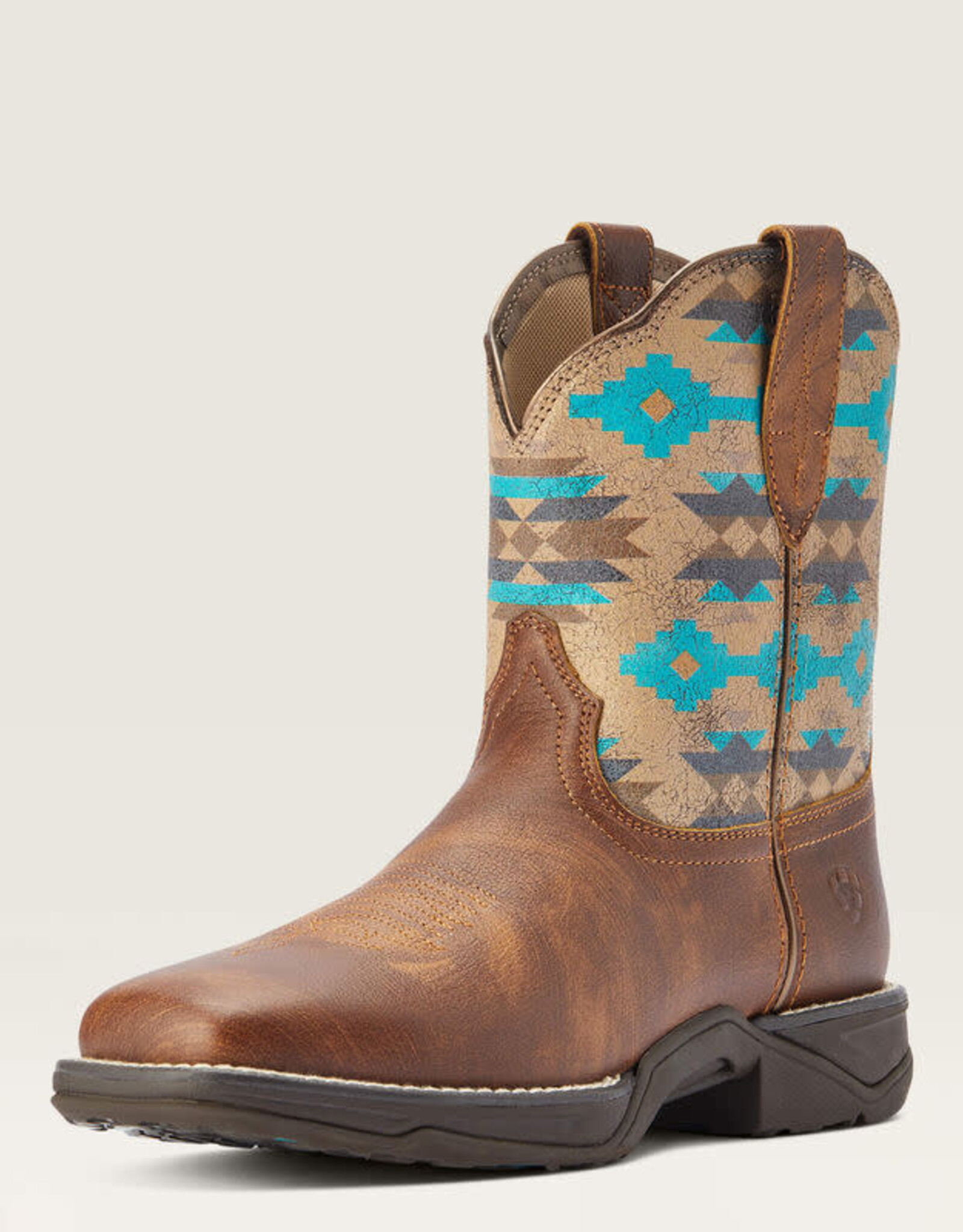 Ariat Ariat Womens Anthem Shortie Savanna Square Toe Western Boot Turquoise Aztec