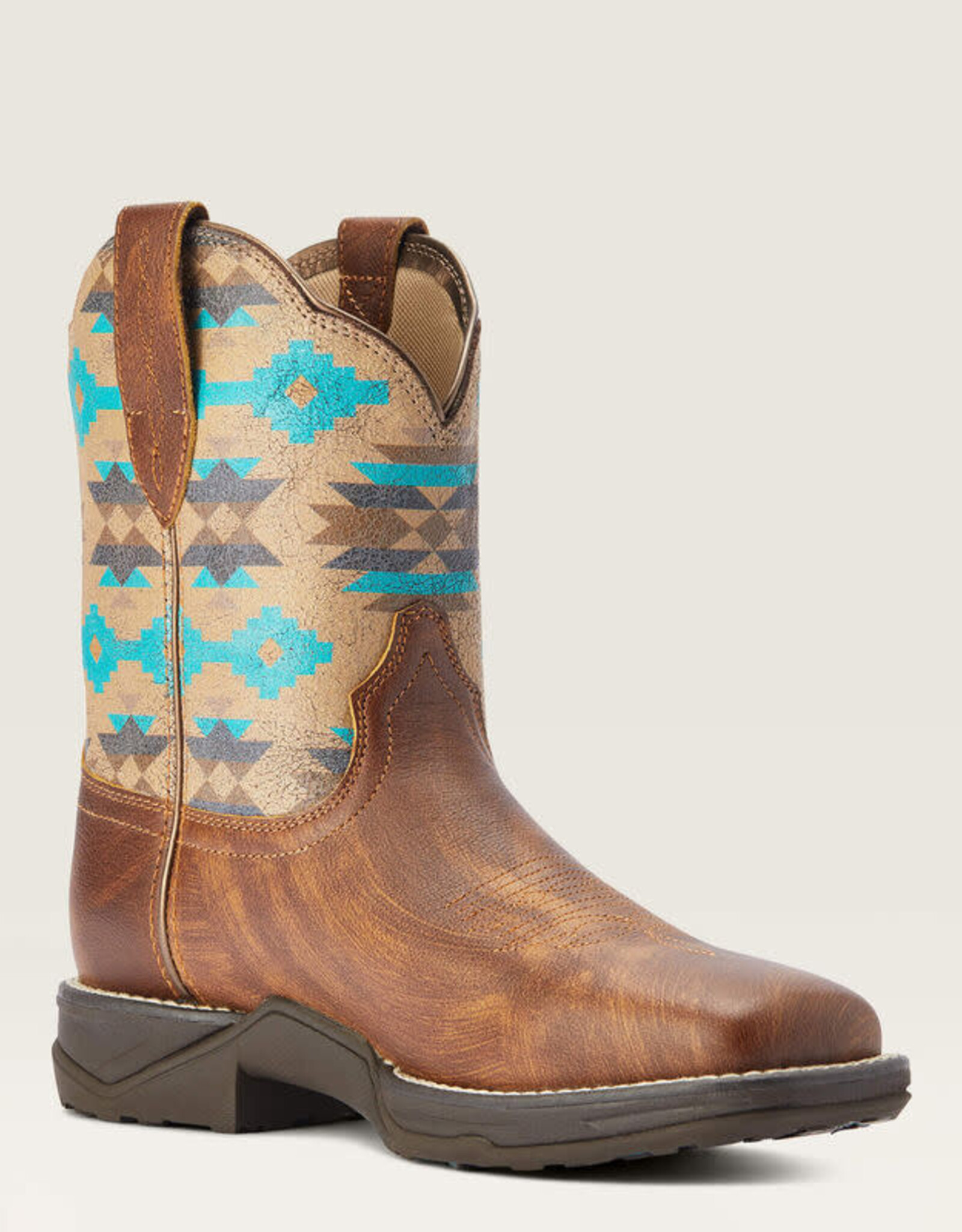Ariat Ariat Womens Anthem Shortie Savanna Square Toe Western Boot Turquoise Aztec