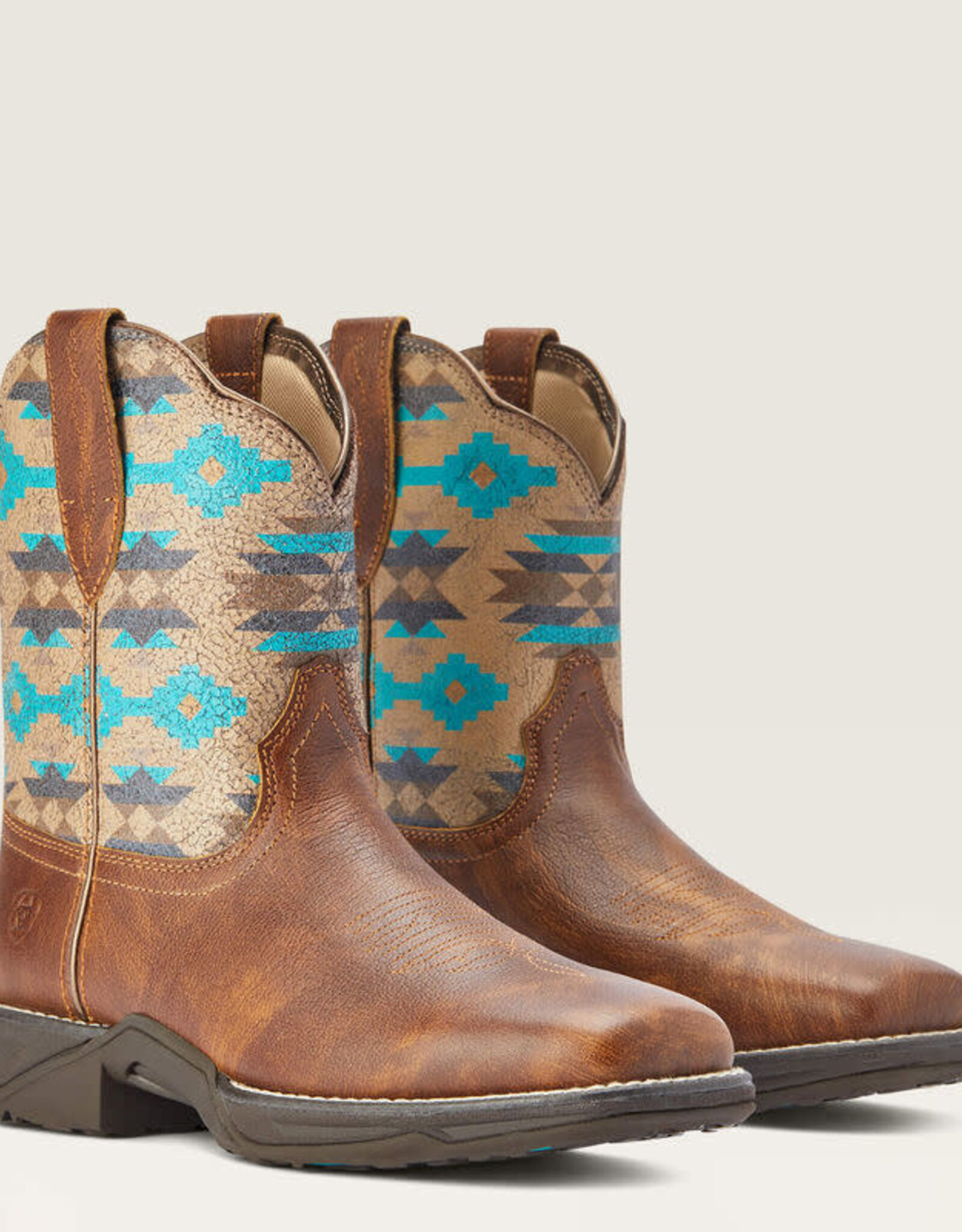 Ariat Ariat Womens Anthem Shortie Savanna Square Toe Western Boot Turquoise Aztec