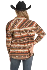 Rock N Roll Denim Womens Aztec Cactus Fleece Shacket / Shirt Jacket
