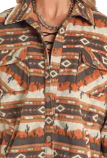 Rock N Roll Denim Womens Aztec Cactus Fleece Shacket / Shirt Jacket