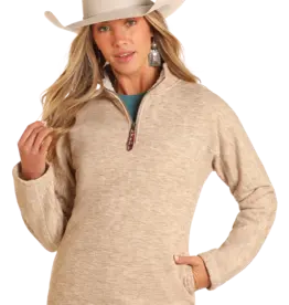 Womens Powder River Natural Berber Lined Quarter Zip Pullover