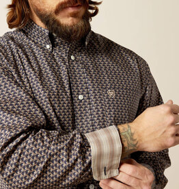 Ariat Ariat Mens Navy Print Wrinkle Free Classic Fit Long Sleeve Western Button Shirt ~ M - 3X & Talls