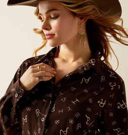 Ariat Womens Ariat Homestyle Chocolate Mole Ranch Brand Long Sleeve Button Blouse