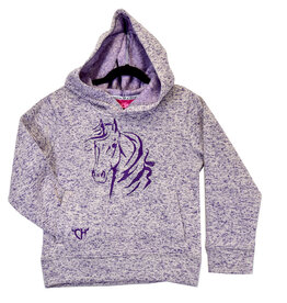 Cowgirl Hardware Girls Toddler Purple Horsehead Speckle Fleece Pullover Hoodie ~ 2T - XL