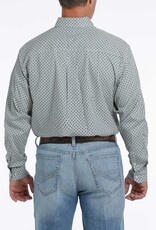 Cinch Mens Cinch Long Sleeve White Green Diamond Print Western Button Shirt