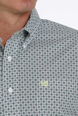 Cinch Mens Cinch Long Sleeve White Green Diamond Print Western Button Shirt