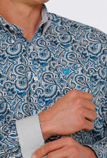 Cinch Mens Cinch Long Sleeve Blue Paisley Stretch Western Button Shirt