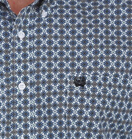 Cinch Mens Cinch Long Sleeve Teal and Blue Western Print Button Shirt